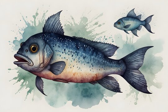 Whimsical lanternfish pattern as a children's book illustration