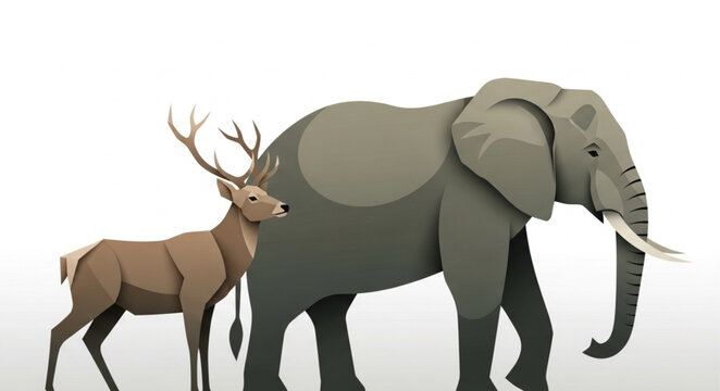 Elephant and Deer side by side comparison illustration.