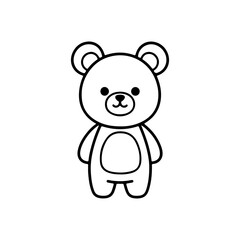 Obraz premium Outline drawing of a cute bear with round ears in simple minimal cartoon style Vector illustration