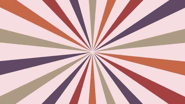 Animated rotating sunburst background with multi colors. 4K animated video