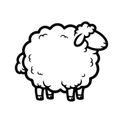 Obraz premium Outline of a sheep with fluffy body in cartoon style Vector illustration