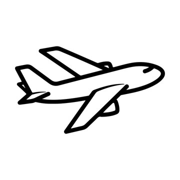 Outline of a cartoon airplane with wide wings smooth lines Vector illustration