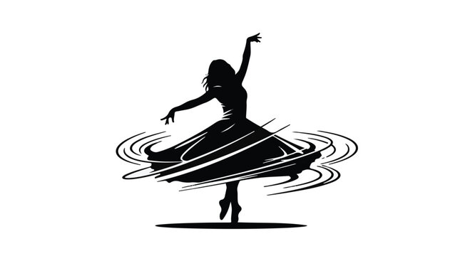 silhouette of woman dancing alone dynamic movement