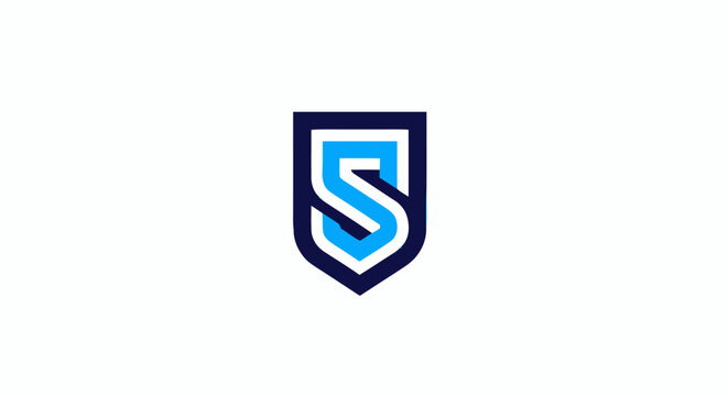 Modern shield logo with letter S inside, simple and elegant.