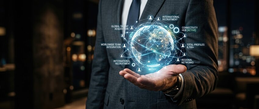 Innovative business solutions global market trends digital technology modern office professional setting virtual networking concepts for enhanced connectivity