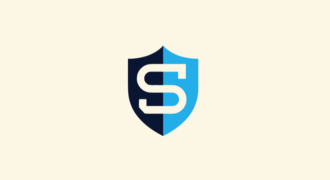 Modern shield logo with letter S, representing security and protection.