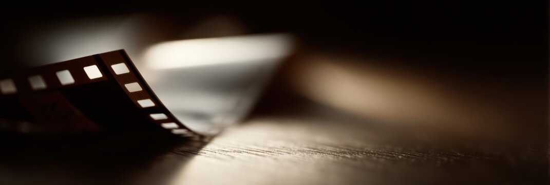 Vintage film strip photography concept with dramatic lighting