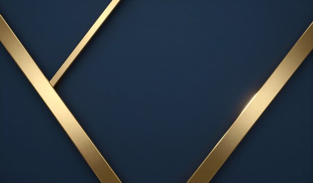 Graphic Design With Two Diagonal Golden Lines Intersecting Against Dark Blue Background Gold Metallic Sheen Suggesting Represent Luxury Sophistication