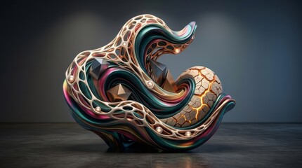 Naklejka premium Abstract Colorful Sculpture Design Sculpture Colorful Design Art 3D Geometric Patterns. Concept featuring sculpture, colorful, design, art, 3d for professional commercial design.