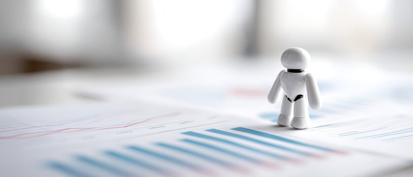 AI robot helping startup founder review business strategy charts