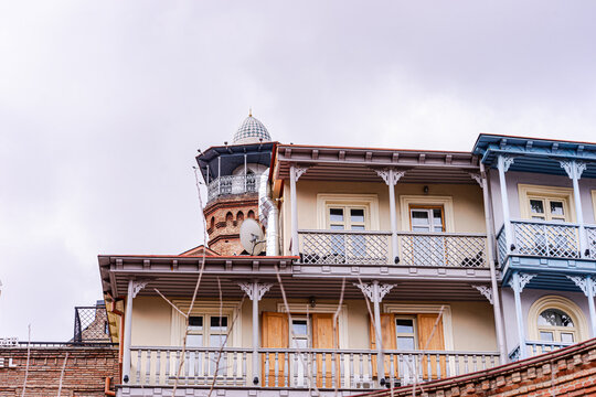 Historic balconies and architecture in Tbilisi old town