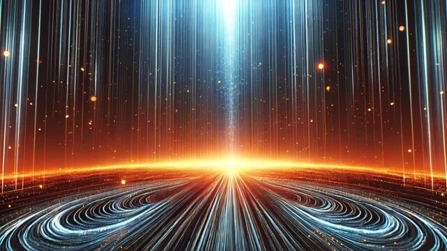 Futuristic Abstract Glowing Orange Horizon Radiant Light Flaring Outward Above