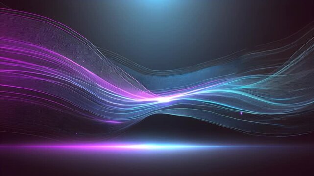 Futuristic technology motion background with glowing blue neon lines