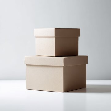 Two stacked cardboard storage boxes on minimal background