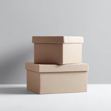 Two stacked cardboard storage boxes on minimal background