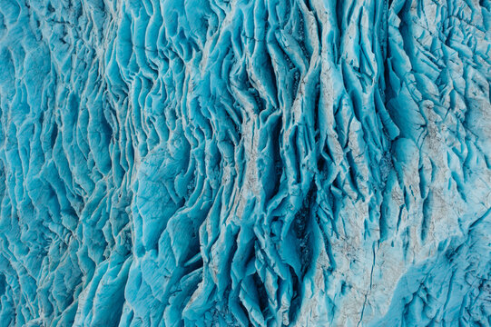 Abstract blue ice crevasses on Vatnajokull glacier, Iceland