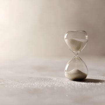 Hourglass with flowing sand symbolizing time passing concept