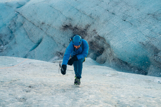 Glacier trekking on Vatnajokull icecap in Iceland