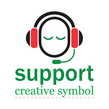 Creative Customer Support Logo Design, Modern Help Desk & Call Center Logo, Friendly Call Center Logo with Headset Icon.