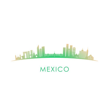 Mexico skyline silhouette. Vector design colorful illustration
