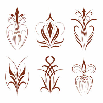 American Pinstriping Style Collection Set, Classic Vintage Line Art Designs, Retro Automotive Stripe Graphics, Custom Decorative Curves for Car Decals, Tattoos, Logos