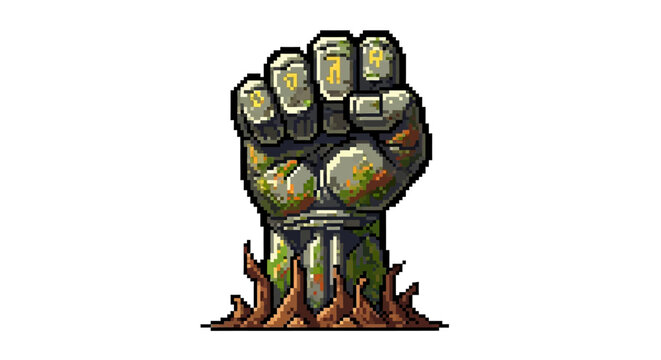 Green Hulking Fist Emerging From Fiery Ground.