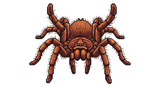 Illustration of a large hairy tarantula spider with raised front legs.