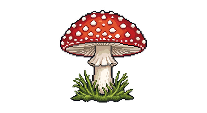 Illustration of a Red Mushroom with White Spots.