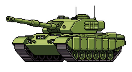 Green Military Tank Illustration with Detailed Tracks and Turret. © waifu