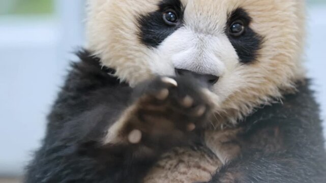 Close Up Panda Belly and Paws in Gentle Rest.