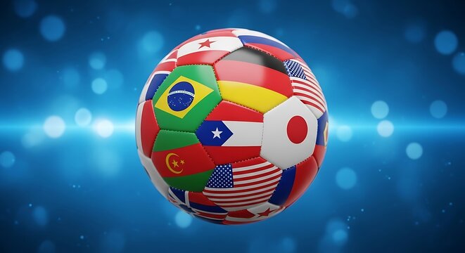 Colorful soccer ball with world flags design