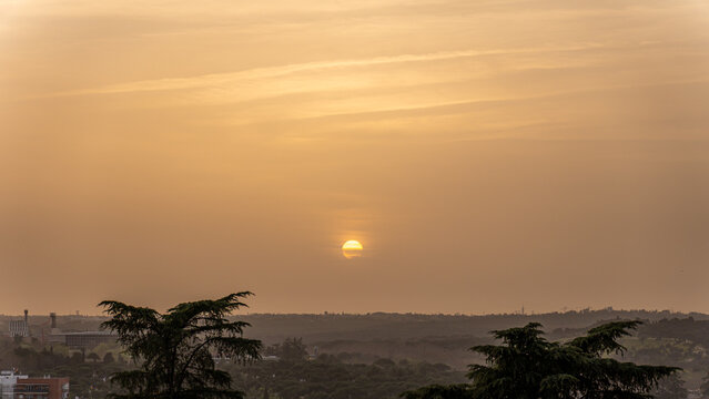 Sunset over cityscape during the golden hour