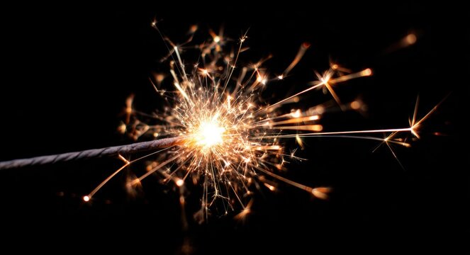 Bright sparkler ignite with radiant sparks firework display
