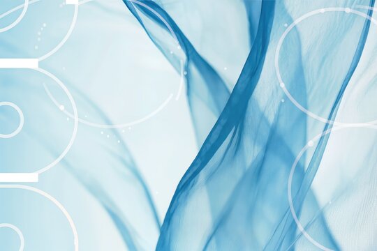 Fond abstrait bleu aux voiles fluides et formes translucides, design technologique et &eacute;l&eacute;gant