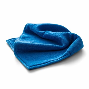 Blue microfiber cloth isolated on white background, ideal for cleaning surfaces