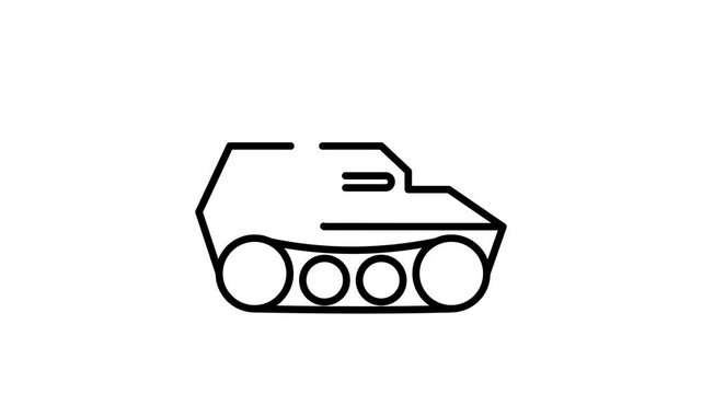 Tank Icon, Minimalist Outline Animation, Drawing Effect, 4K Transparent Background