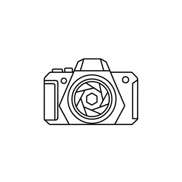 A line drawing of a camera.