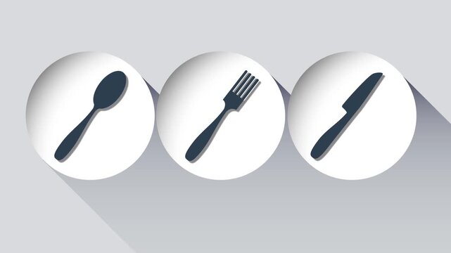 Cutlery icons of a spoon, fork, and knife
