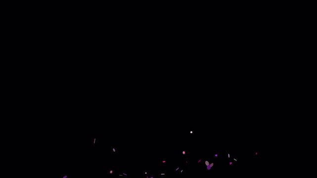 Vibrant confetti bursts in vivid pink and purple hues