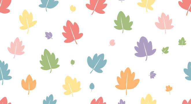 Seamless Pattern of Colorful Autumn Oak Leaves.