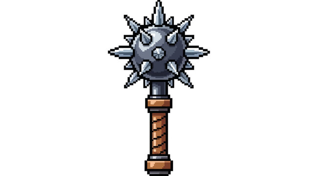 Medieval Spiked Mace Weapon Illustration.
