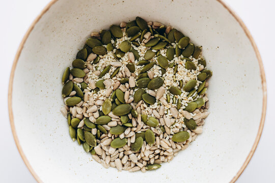 Healthy seed mix in bowl for balanced diet and nutrition