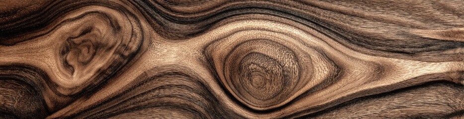 Fototapeta premium Swirling natural wood grain texture with dark and light brown tones