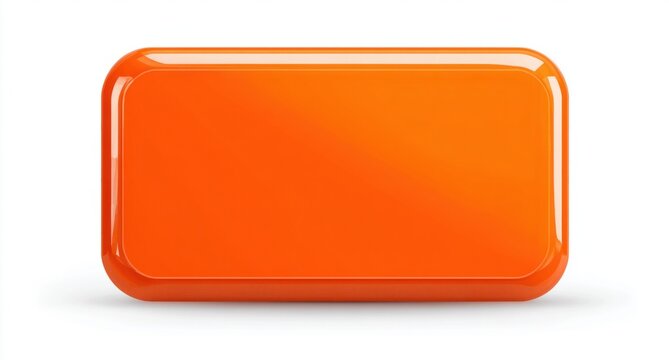 Glossy orange rectangular button with rounded corners for user interface design