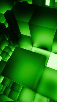 Neon Green Maze Structures With Volumetric Lighting To Emulate Futuristic Virtual Urban Environment