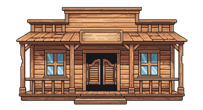 Old Western Saloon Building Facade Illustration.