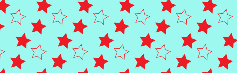 Fototapeta premium red stars on a blue background pattern,