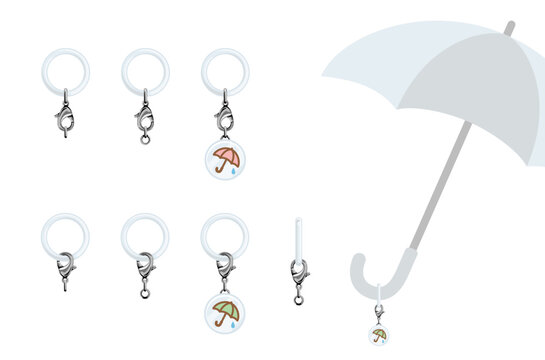 傘やペットボトルの目印に使えるアンブレラマーカーとパーツのセット / Umbrella markers and silicone rings set for identification