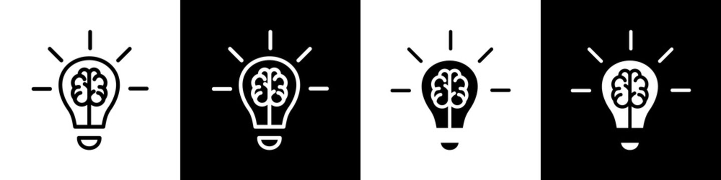 thinking black and white icon design concept