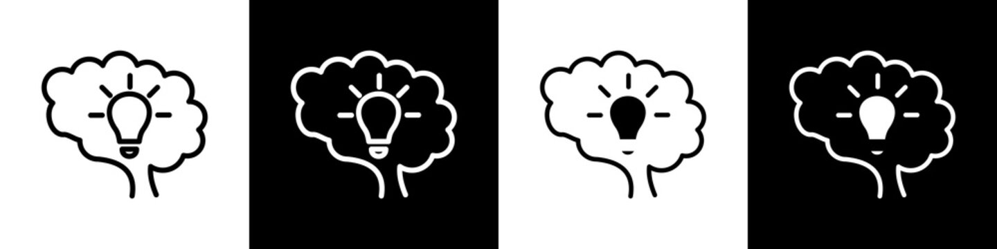 thinking black and white icon design concept